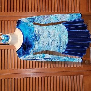 MONDOR BLUE VELVET ICE SKATING  DRESS WITH MATCHING SCRUNCHIE